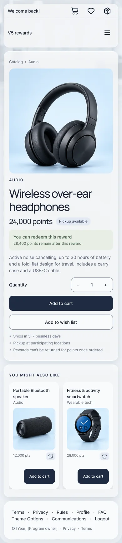 Hi-fi item detail on a phone