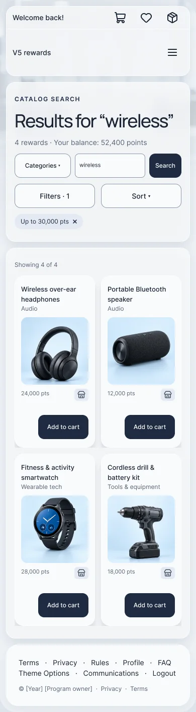 Hi-fi search results on a phone