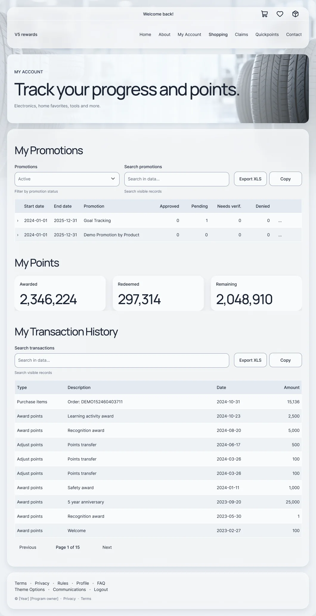 V5 account on desktop